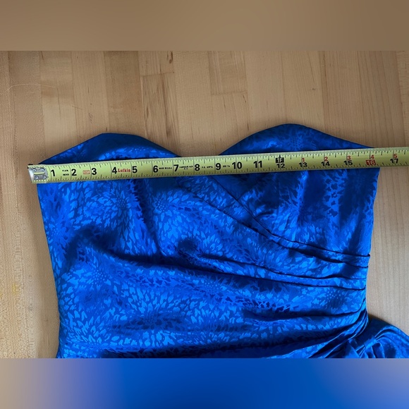 I. Magnin Silk Cocktail Dress Vintage 90s Royal Blue Sweetheart Neck Strapless - Picture 9 of 12
